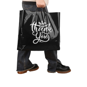 Sacs de courses en plastique personnalisés, sacs en polyéthylène avec poignées souples, sacs en plastique LDPE HDPE avec votre propre logo pour les vêtements - Product Image 3