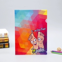 Carpeta Promocional A4 en Forma de L con Bolsillo Transparente, Impermeable y Ecológica, Estilo de Dibujos Animados, Impresión UV, Colores Personalizados, para Uso Escolar
