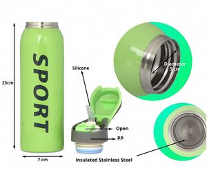 550 ml Stainless Steel Vacuum <b>Flasks</b> Water <b>Bottle</b> with Sipper Cap Stainless Steel Insulation Kettle - Product Image 3