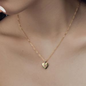 Collier Dylam style métallique plaqué or 18 carats, collier en forme de cœur avec zircon et diamants, bijoux en argent sterling 925 - Product Image 2