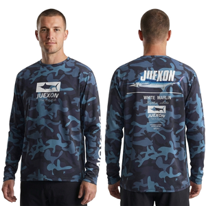 เสื้อผ้าตกปลาผู้ชายลายพรางทะเลสีขาวพิมพ์ลายตามสั่ง 100% โพลีเอสเตอร์ UPF50 กันน้ำ กันลม ระบายอากาศ แห้งเร็ว - Product Image 1