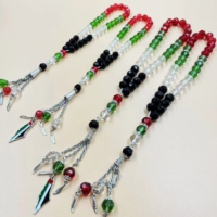 Bracelet chapelet drapeau palestinien, carte du pays, perles de prière en cristal, bijoux islamiques Tasbih, pendentif de voiture