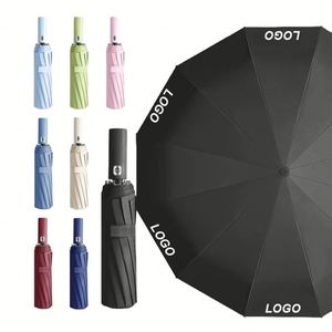 Wholesale 12 Bone Umbrella Fully Automatic Folding Black Rubber <b>Sunscreen</b> and UV Protection - Product Image 1
