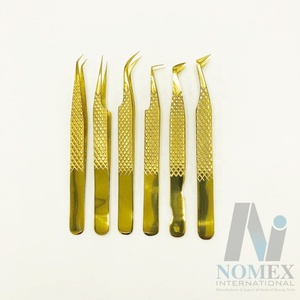 แหนบขนตาปลอมแบบปลายแหลมเคลือบพลาสม่าสีทองแหนบต่อขนตาปลอมปริมาณสแตนเลสแบบญี่ปุ่น - Product Image 5