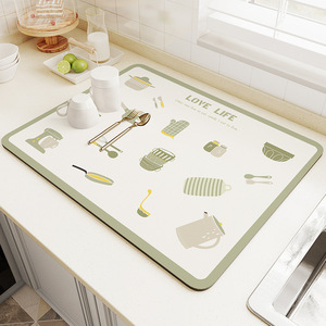 Màu Rắn Nhanh Chóng Làm Khô Bộ Đồ Ăn Khô Mat Nước Hấp Thụ Nhà Bếp Countertop Hộ Gia Đình Thảm & Miếng Đệm Trong Kho - Product Image 6