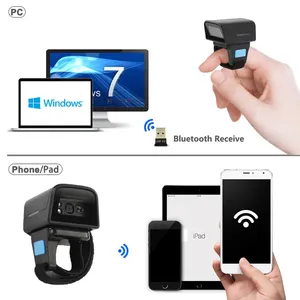 Handsfree pemindai kode batang 1d 2d, pemindai kode batang Cmos Qr saku 2d Mini 2.4g