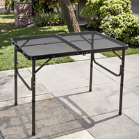 Table pliante portable en aluminium de 2 pieds pour cuisine de camping ou hôtel avec supports en maille légère et réglable en hauteur