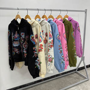 Hoodie court zippé Righteous Risen King, haute qualité, fabricants de hoodies hip hop personnalisés, 100% coton, pour hommes. - Product Image 1