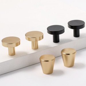 Yb Aluminum Alloy Cabinet <b>Knob</b> Round Gold Minimalist Design For Drawer Door Handle - Product Image 2