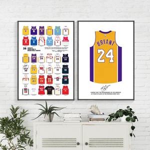 Múltiples estrellas de la <span class=keywords><strong>NBA</strong></span> baloncesto Jersey Marco de exhibición marco de fotos lienzo cristal porcelana pared arte pintura - Product Image 2