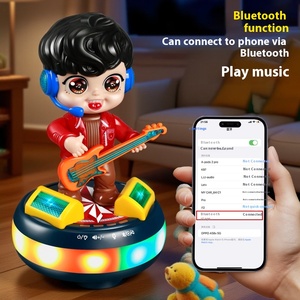TikTok风格电舞吉他塑料儿童玩具，带音乐灯，用于小男孩卡通蓝牙录音 - Product Image 4