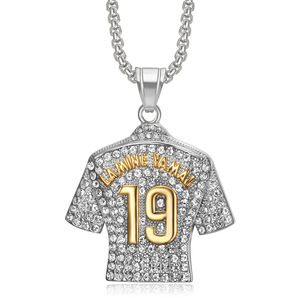 Hip-Hop Fußballstar Neymars Nr.19 Trikot Wasserdichte Anlauffreie Edelstahl-Schmuckanhänger Halsketten für Männer und Frauen - Product Image 5