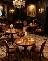 Ensemble de mobilier de restaurant de luxe au design nordique, canapé banquette sur mesure OEM, table à manger et chaises pour projets hôteliers, cafés et bistrots