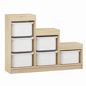 <span class=keywords><strong>Cube</strong></span> de rangement pour salle de jeux d'enfants Montessori à 6 compartiments, organisateur de jouets en bois pour enfants avec bacs en plastique - Product Image 2