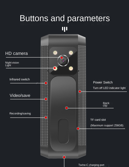 Full HD 1080P Body Cam Live Streaming Recorder Night Vision External Storage Body Worn Camera M01