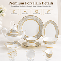 Service de table en céramique de luxe léger et durable avec incrustations dorées, assiettes plates en porcelaine gaufrée, saladier, plat à poisson, simplicité moderne
