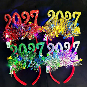 Serre-tête LED scintillant 2027 à piles en plastique, très populaire, pour décoration de fête avec 3 modes d'éclairage pour le réveillon du Nouvel An - Product Image 5