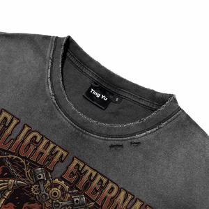 T-shirts pour hommes vintage en coton délavé, respirants, avec imprimé graphique punk, coupe oversize, haute qualité, pour l'été, vente en gros - Product Image 3