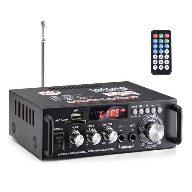 Home & Car Audio for 5.0 300Wx2 Wireless Amplifier with Metal Design BT-298A