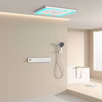 Système de douche mural moderne 600*500mm avec mitigeur de douche à effet pluie, kits de douche noirs avec LED, cascade supérieure, système de salle de bain en laiton