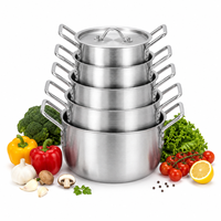 Juego de Ollas de Cocina de Aluminio Ligero, 5 Piezas, Duradero, para el Mercado de África Occidental, Venta al Por Mayor