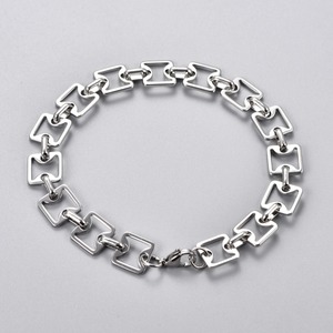 Pulsera Geométrica de Acero Inoxidable para Hombre y Mujer, Estilo Hip Hop, Rock, Punk, Color Plateado, Tobillera, Brazalete, Joyería Metálica - Product Image 1