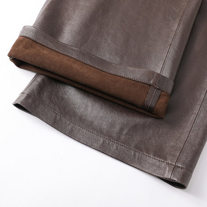 Jancoco 2025 <span class=keywords><strong>Pantaloni</strong></span> a Vita Alta e Gamba Larga in Vera <span class=keywords><strong>Pelle</strong></span> <span class=keywords><strong>di</strong></span> Pecora per Donna, Vendita all'Ingrosso - Product Image 4