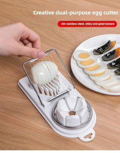 Wholesale Multi Functional Cutting Artifact <b>Kitchen</b> Household Stainless Steel Cutter Preserved Eggs Divider Two in One - Product Image 3
