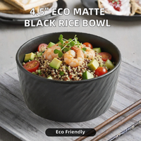 Bol à riz classique personnalisé en céramique et porcelaine texturée noire mate, écologique et durable, de 7,5 pouces, pour sauces et accompagnements, idéal pour la maison (Jozing)