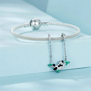 จี้เงิน S925ไม้ไผ่ฟอเรสต์แพนด้าทำจากเงินดั้งเดิมผลิตภัณฑ์ยอดนิยมสร้อยข้อมือเงินแท้ - Product Image 3