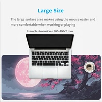 Tapis de Souris XXL en Caoutchouc Naturel, Motif Fleur de Cerisier Pleine Lune, pour Gamer, Impression à la Demande, Tapis de Bureau PC