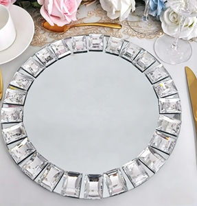 จานรองแก้วกระจกประดับอัญมณีสำหรับงานแต่งงานขายส่ง - Product Image 6