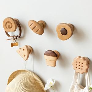 Porte-manteau en bois massif Crochet adhésif créatif Design moderne Crochet de porte d'entrée mural Chapeaux Boîte à vêtements emballée gratuitement - Product Image 2