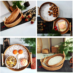 Plateau de service en rotin naturel fait main, taille personnalisée, poignées en bambou, personnalisable pour la maison/le restaurant/le bar/l'hôtel/le mariage - Product Image 4