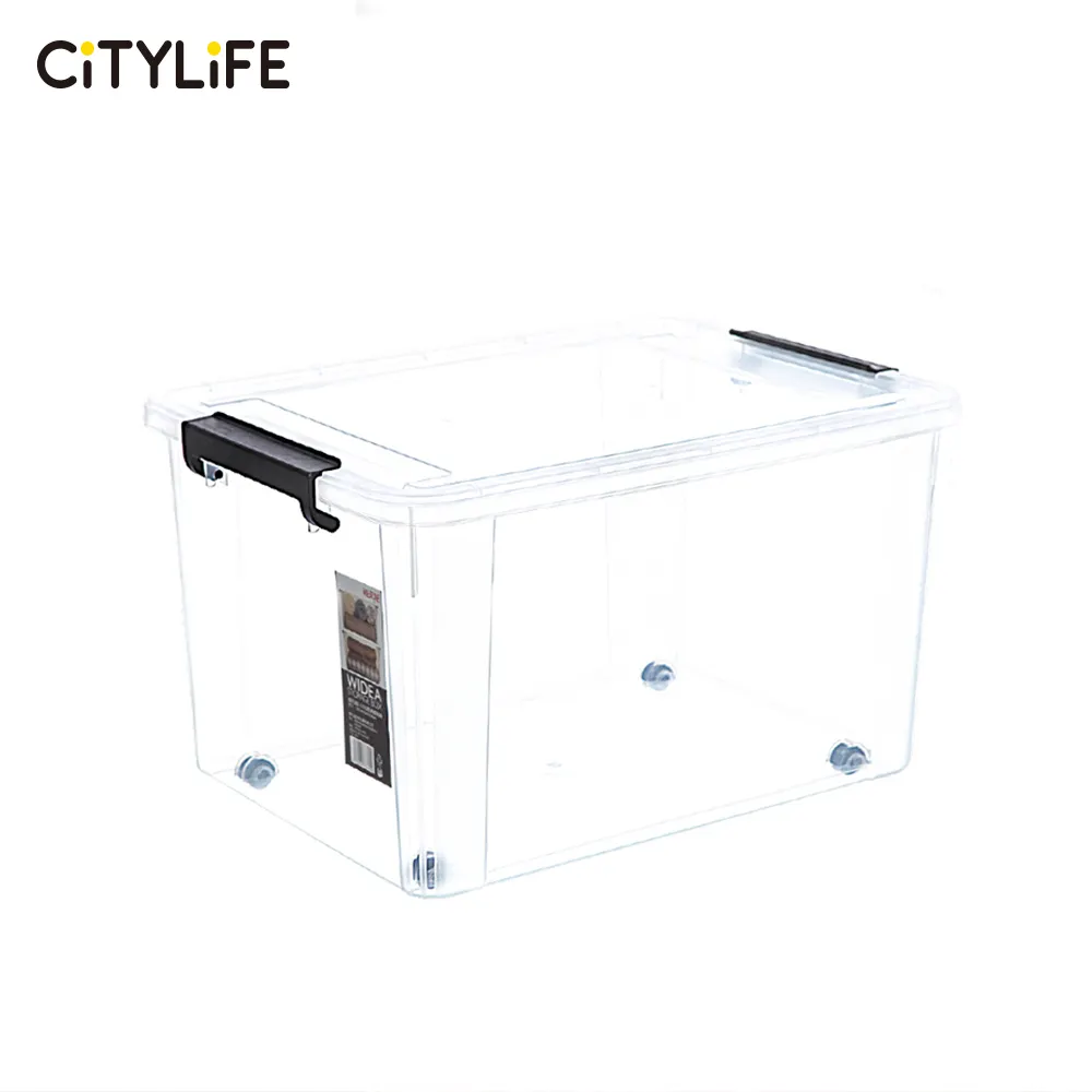 Citylife 1.3 QT piccoli contenitori di stoccaggio 1.25L Mini contenitore di stoccaggio in plastica scatola impilabile con coperchi per l'organizzazione, bianco trasparente
