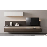 Meuble TV moderne de luxe de style simple sans peinture Meuble de rangement mural en bois Meuble TV flottant pour le salon