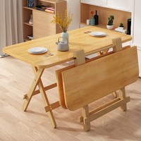 Table à manger pliante en bois massif - Forme rectangulaire compacte, meubles pour la maison, pour les petits appartements, design minimaliste moderne