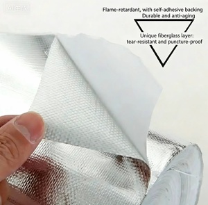 Rouleau d'isolation <span class=keywords><strong>thermique</strong></span> en tissu de fibre de verre et feuille d'aluminium écologique, résistant aux hautes températures et au feu, pour usage en cuisine - Product Image 3
