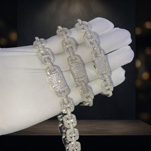 Top Quality Iced Out Moissanite Hiphop <b>Bracelet</b> Jewelry for <b>Men</b> Stylish Streetwear Accessory for Party and Special Events - Product Image 2