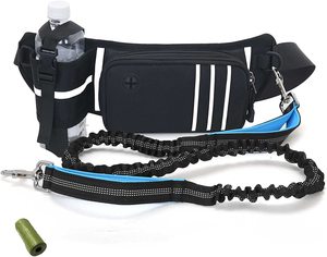 Guinzaglio regolabile in vita con Bungee guinzaglio ammortizzante, manici imbottiti punti riflettenti e portabottiglie - Product Image 1