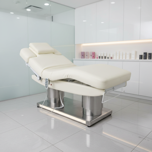 Cama de Masaje de Lujo con 4 Motores, Base Dorada, Cama Cosmética con Función de Calefacción, Cama de Belleza Eléctrica con Puerto de Carga USB y Decoración Luminosa - Product Image 1