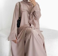 doux Nida tissu cravate fermeture avec Abaya intérieure et écharpe 3 pièces ensembles femmes robe musulmane pour le Ramadan