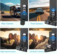 Caméra embarquée 4 canaux 1080P Full HD avant, intérieur, arrière avec Wi-Fi intégré, vision nocturne et moniteur de stationnement