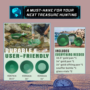 Yıkama altın tavası ning kiti madencilik ekran <span class=keywords><strong>Metal</strong></span> algılama araçları elek altın algılama için altın tavası yeşil plastik kase - Product Image 5