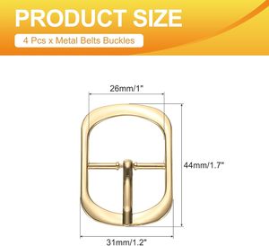 Hebillas de metal ajustables de una sola punta con barra central ovalada para cinturones y bolsos - Product Image 2