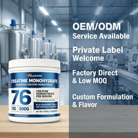 Créatine monohydrate micronisée en poudre, marque privée OEM, 500 g, nutrition sportive pure pour la force et les performances musculaires