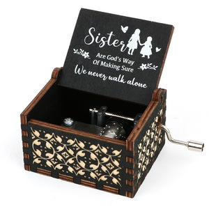 Hot Sale 8 Designs Custom Engraved Hand Crank Music <b>Box</b> DIY Wooden Music Boxes for Birthday Gifts - Product Image 5