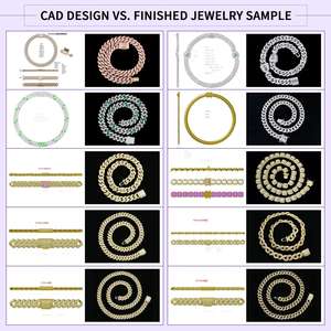 Bracelet chaîne pour homme en argent 925 plaqué or blanc/jaune 8-20 mm, style hip-hop, maillons cubains, avec moissanite ronde, vente en gros - Product Image 6