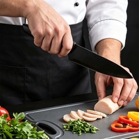 Ensemble de couteaux de chef Fulwin de 8 pouces en acier inoxydable, écologiques, durables, avec manches en PP ambidextres, revêtement antiadhésif, aiguiseur