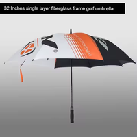 Payung Golf Anti Angin Lapis Tunggal 140cm Bahan Pongee 190T Tahan Air, Kuat, Berbahan Fiberglass, Dapat Dicetak Logo Sesuai Pesanan